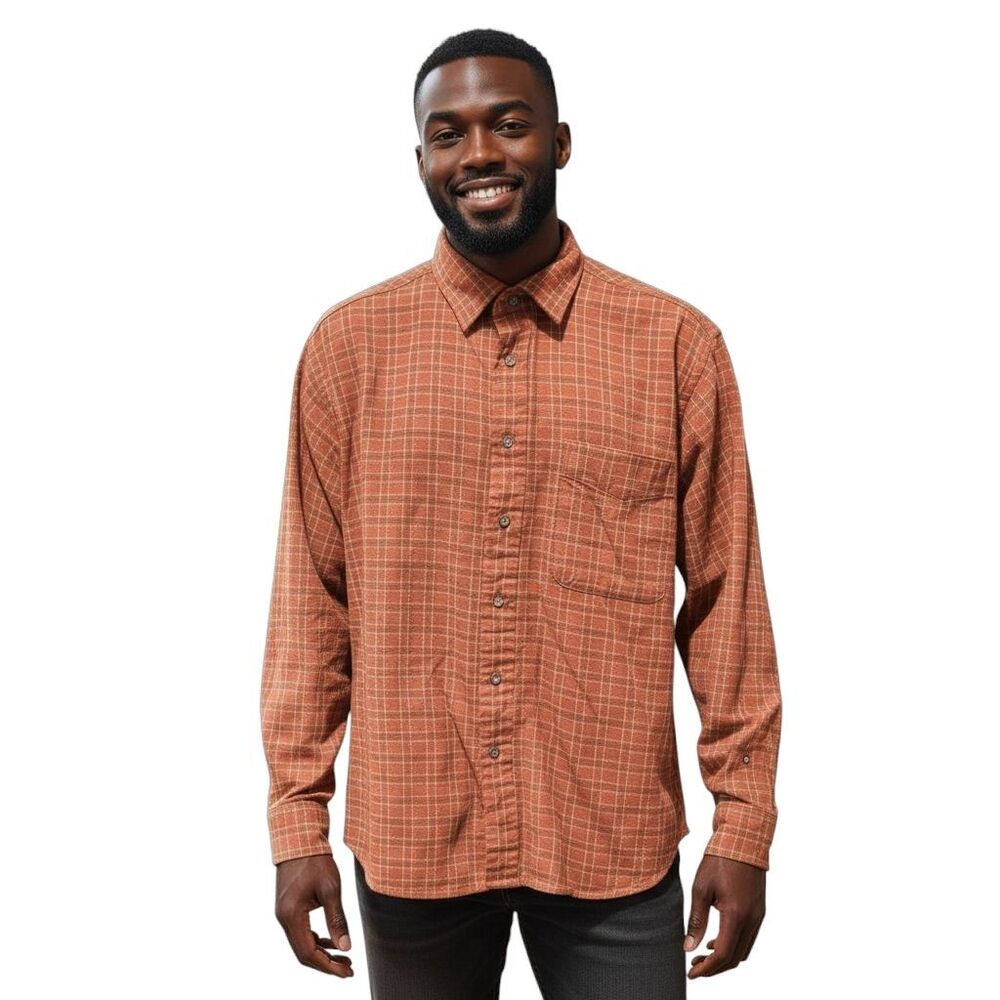 Vintage Haggar Men's Plaid Long Sleeve Button-Up Shirt Flannel Workwear Large